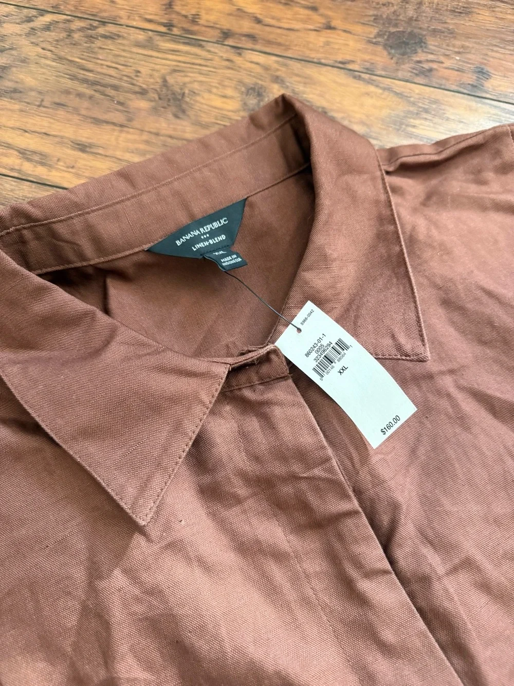 NWT Banana Republic Brown Short-Sleeve Wide-Leg Belted Linen Blend Jumpsuit XXL
